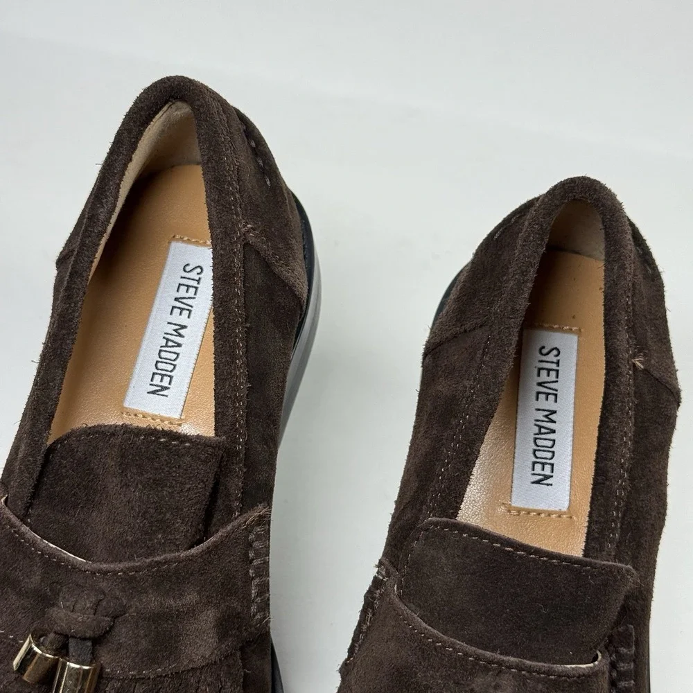 NEW Steve Madden Size 6.5 M‎ Brown Suede Radcliff Tassel Loafer Slip On Shoes - Picture 9 of 10